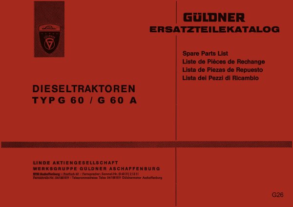 Güldner – Ersatzteilliste für G60 und G60A