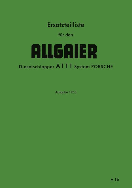Allgaier – Ersatzteilliste für A111