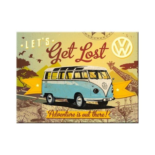 Magnet VW Bulli – Let's Get Lost (6x8 cm)