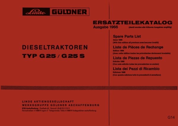 Güldner – Ersatzteilliste für G25 und G25S