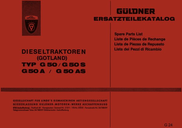 Güldner – Ersatzteilliste für G50, G50A, G50S und G50AS