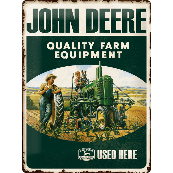 Blechschild John Deere – Quality Farm Equipment (30x40 cm)