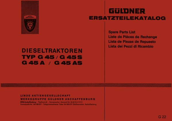 Güldner – Ersatzteilliste für G45, G45A, G45S und G45AS