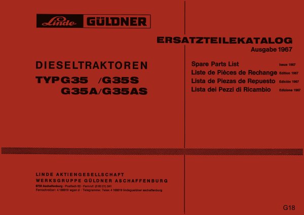 Güldner – Ersatzteilliste für G35, G35A, G35S und G35AS
