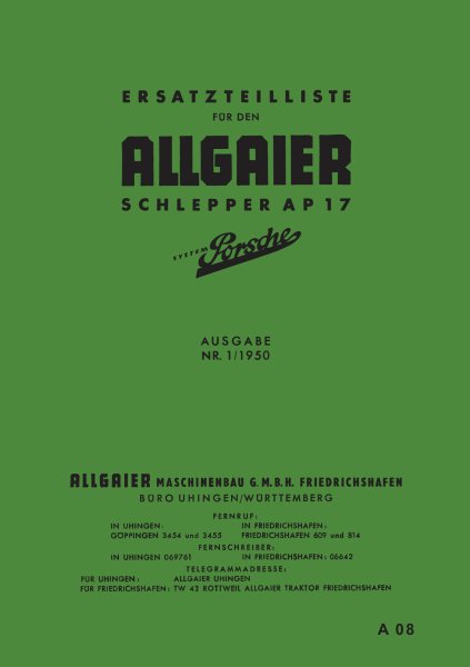 Allgaier – Ersatzteilliste für AP17 (1. Ausführung)