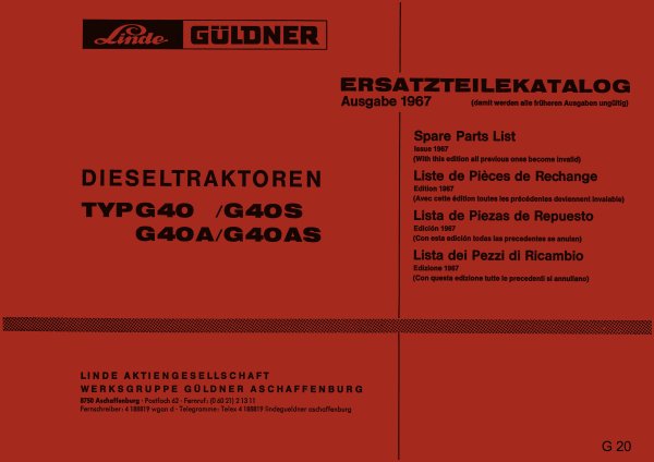 Güldner – Ersatzteilliste für G40, G40A, G40S und G40AS