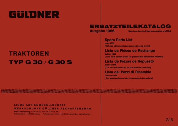 Güldner – Ersatzteilliste für G30 und G30S